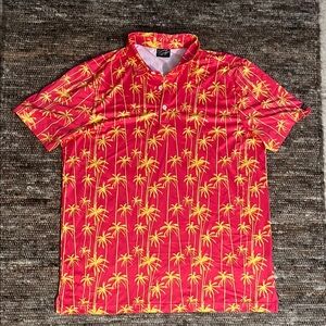Tropical Red/ Pink and Yellow Palm Tree Men's Shirt